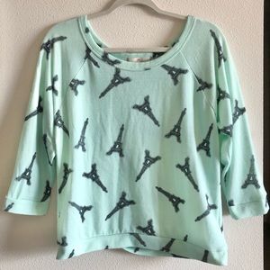 Almost Famous Eiffel Tower Quarter Sleeve Sweater